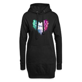 Cœur, chien, mon chien, amour de chien, cœur coloré - Sweat-shirt à capuche long Femme - noir - Devant