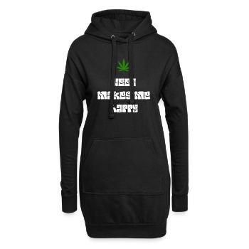 l’herbe me rend heureux cannabis marijuana - Sweat-shirt à capuche long Femme - noir - Devant