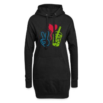 Love Peace Bubble Tea - Hoodie-Kleid - Schwarz - Vorne