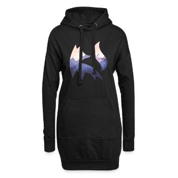 Fuchs Silhouette Wald Natur Tier Rotfuchs Waldtier - Hoodie-Kleid - Schwarz - Vorne