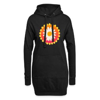 Pâquerette Flower Power 60s 70s - Sweat-shirt à capuche long Femme - noir - Devant