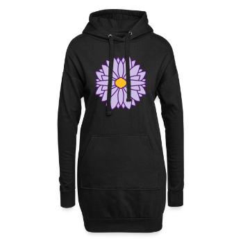 Runde Hübsche Blume Design - Hoodie-Kleid - Schwarz - Vorne