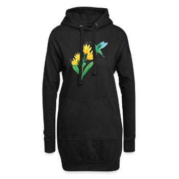 petit colibri - Sweat-shirt à capuche long Femme - noir - Devant