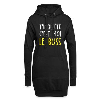 t inquiète c est moi le boss - Sweat-shirt à capuche long Femme - noir - Devant