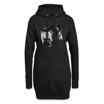 Pferd Skizze Bleistift Pferde Tier Porträts 7 - Hoodie-Kleid - Schwarz - Vorne