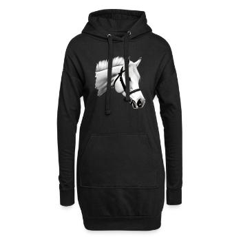 Pferd Skizze Bleistift Pferde Tier Porträts 3 - Hoodie-Kleid - Schwarz - Vorne
