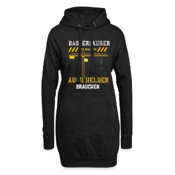 Baggerfahrer Weil Bauleiter Auch... - Hoodie-Kleid - Schwarz - Vorne