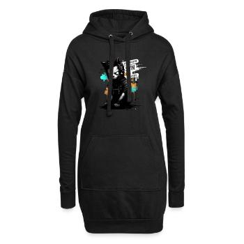 Blackhat Hacker Cat Syn Flood - Hoodie-Kleid - Schwarz - Vorne