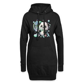 Bébé panda ludique et mignon avec des bulles de savon - Sweat-shirt à capuche long Femme - noir - Devant