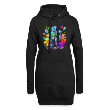 Robot - Hoodie-Kleid - Schwarz - Vorne
