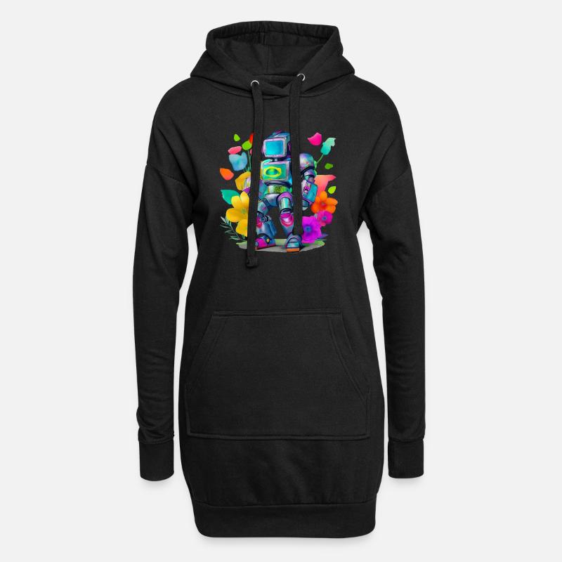 Robot - Hoodie-Kleid - Schwarz
