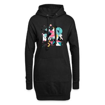 Abstraktes Design - Hoodie-Kleid - Schwarz - Vorne