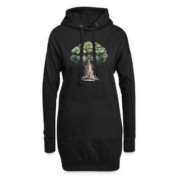 Baum mit Sonnenbrille - Hoodie-Kleid - Schwarz - Vorne