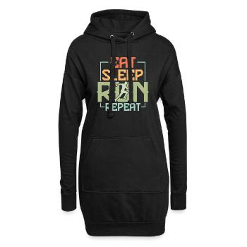 Eat. Sleep. Run. Repeat. Marathon Trail Running - Hoodie-Kleid - Schwarz - Vorne