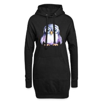 Pinguin Wasserfarben Zeichnung - Hoodie-Kleid - Schwarz - Vorne