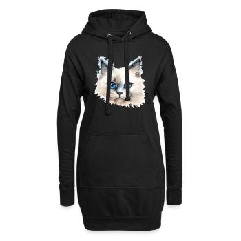 Heilige Birma Wasserfarben Zeichnung - Hoodie-Kleid - Schwarz - Vorne