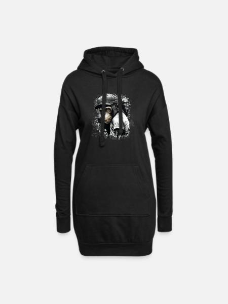süßer Babyaffe - Hoodie-Kleid - Schwarz