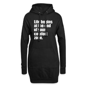 La vie commence citation - Sweat-shirt à capuche long Femme - noir - Devant