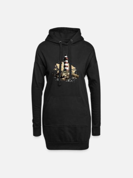 Bretonischer Leuchtturm Nr. 4 - Hoodie-Kleid - Schwarz
