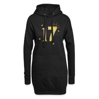 17e anniversaire couronne doré - Sweat-shirt à capuche long Femme - noir - Devant