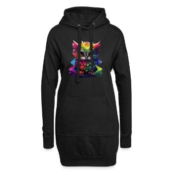 Hibou arc-en-ciel - Sweat-shirt à capuche long Femme - noir - Devant