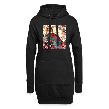 Katze Japanisch - Hoodie-Kleid - Schwarz - Vorne