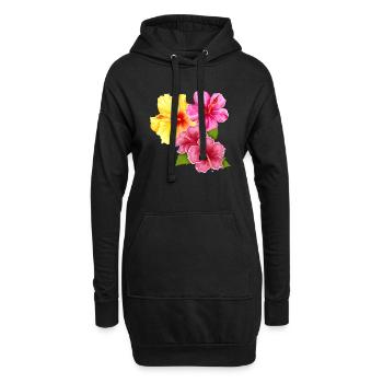 Hawai Aloha Blumen - Hoodie-Kleid - Schwarz - Vorne