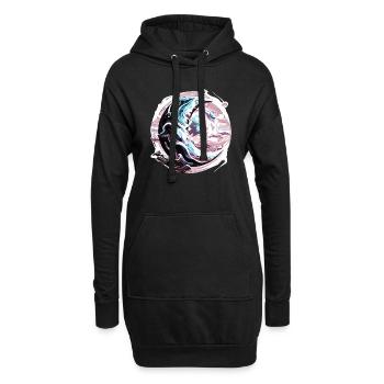 Croissant chromé - Sweat-shirt à capuche long Femme - noir - Devant