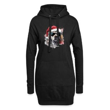 Chien de Noël Golden Retriever magique dans la neige - Sweat-shirt à capuche long Femme - noir - Devant