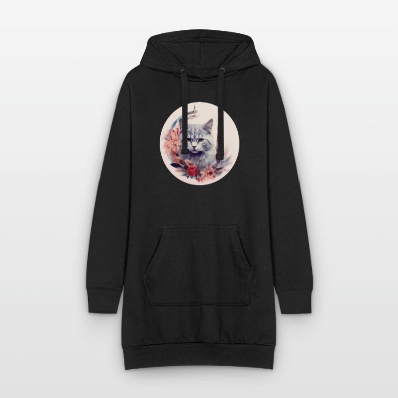 Britisch Kurzhaar Katze Boho Element, Katzen Hoodie-Kleid