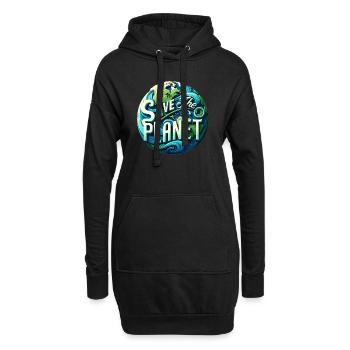 Save the planet - Hoodie-Kleid - Schwarz - Vorne