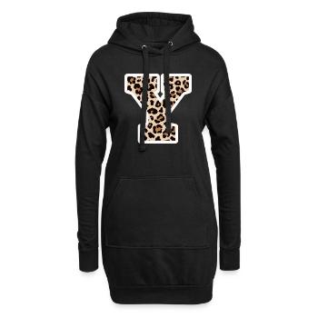 lettre Y motif léopard -idée cadeau d’anniversaire - Sweat-shirt à capuche long Femme - noir - Devant
