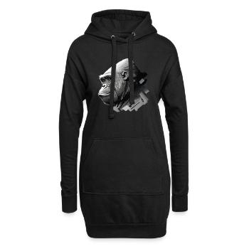 gorilla, Der Gorilla schweigt - Hoodie-Kleid - Schwarz - Vorne