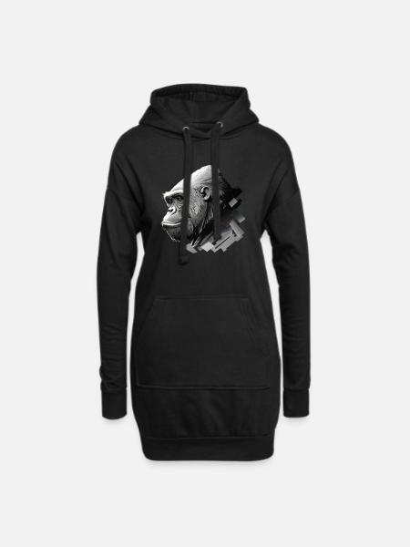 gorilla, Der Gorilla schweigt - Hoodie-Kleid - Schwarz