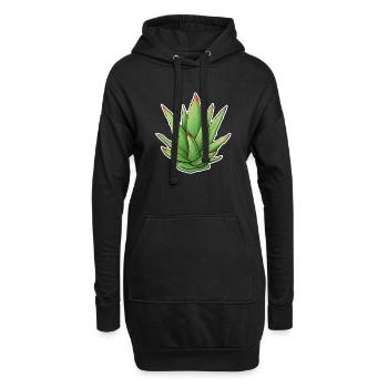Aloe-Vera-Pflanze - Hoodie-Kleid - Schwarz - Vorne