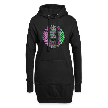 Geometrisches Kätzchen 🐾 - Hoodie-Kleid - Schwarz - Vorne