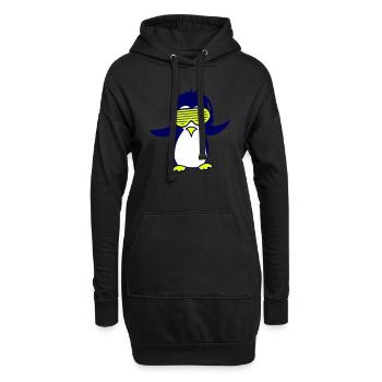 Mignon DJ Pingouin Lunettes de soleil Musique de fête Oiseau - Sweat-shirt à capuche long Femme - noir - Devant
