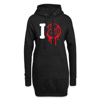 J’aime Heavy Metal Hard Rock Musique Main Geste Coeur - Sweat-shirt à capuche long Femme - noir - Devant