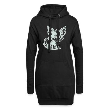 hund comic - Hoodie-Kleid - Schwarz - Vorne