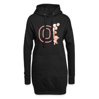 Buchstabe o Rosenbär - Hoodie-Kleid - Schwarz - Vorne
