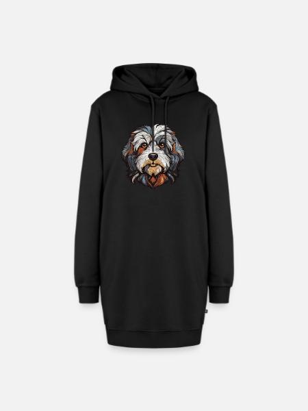 niedlicher hund - Hoodie-Kleid - Schwarz