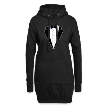 Smoking de fête vintage - Sweat-shirt à capuche long Femme - noir - Devant