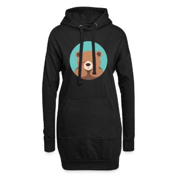 Kuschelfertiger Teddybär mit rosa Wangen - Hoodie-Kleid - Schwarz - Vorne