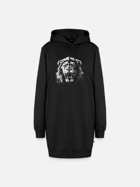Aggressiver Löwe - Hoodie-Kleid - Schwarz
