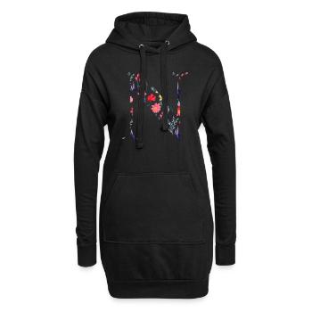 Personalisierter Blumenbuchstabe n - Geschenkidee - Hoodie-Kleid - Schwarz - Vorne