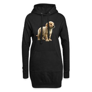 Chiot golden retriever - Sweat-shirt à capuche long Femme - noir - Devant