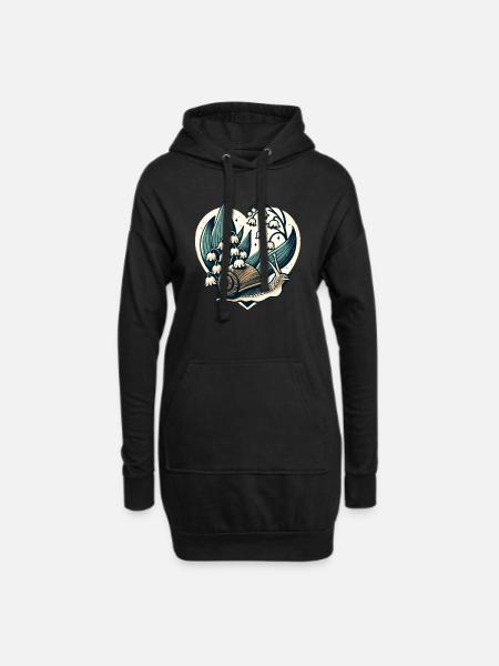 Cottagecore Schnecke und Maiglöckchen - Hoodie-Kleid - Schwarz