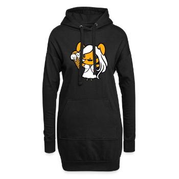 Bunny Eats Cream Waffle Cream Yummy Girl Woman - Sweat-shirt à capuche long Femme - noir - Devant