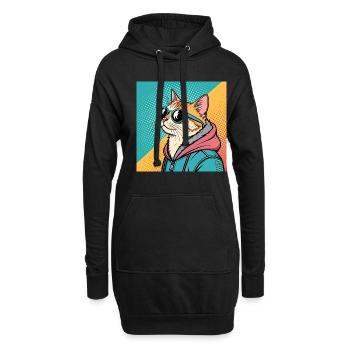 Cooles Katze Design im Pop Art Stil für alle - Hoodie-Kleid - Schwarz - Vorne