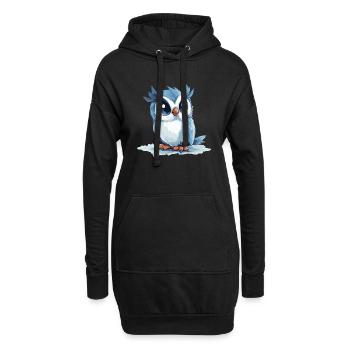 Hibou bleu - Sweat-shirt à capuche long Femme - noir - Devant